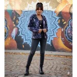 Abstract Ikat Hoodie Retro Boho Psychedelic Maximalist‎ Loungewear Sweatshirt L